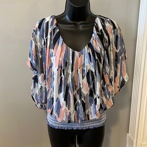 Joseph A. sz S  multi color top with cinched waist.
